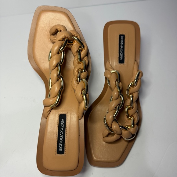 BCBGMAXAZRIA Mistia Braided Chain Heel Sandals in Palomino Sz 6 - Picture 7 of 13